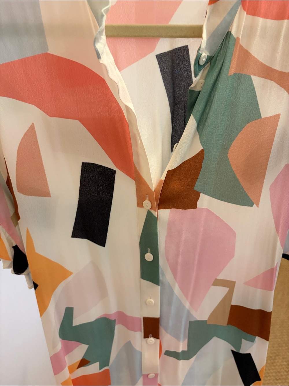 Abstract Print Button-Front Midi Dress in Multi-Color - Picture 3 of 5